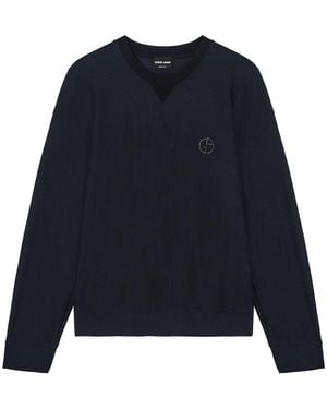 Giorgio Armani Technical Waffle Sweatshirt - Blue