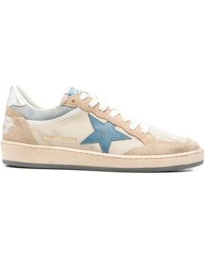 Golden Goose Ball Star Two-Tone Suede Trainers With Laminated Leather - White