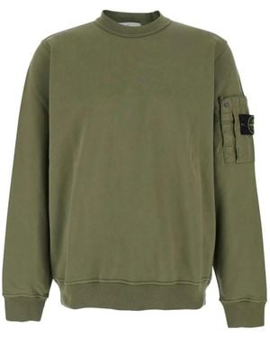 Stone Island Regular Fit Crewneck Midweight Sweatshirt With Pocket - Green