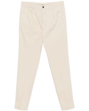 Incotex Straight Cotton Pants With Pleats - Natural