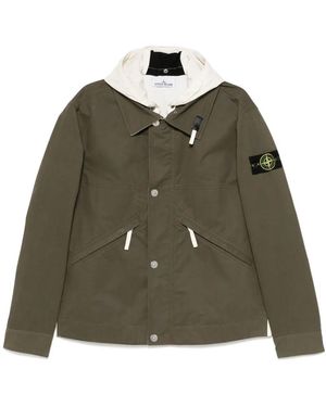 Stone Island Compass-Badge Khaki Cotton Jacket - Green