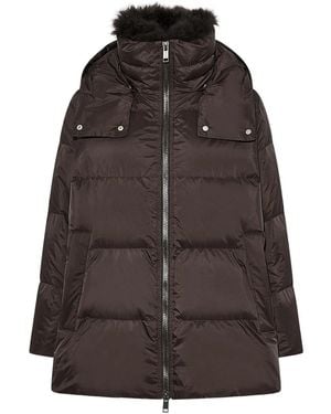 Yves Salomon Down Jacket With Collar - Brown