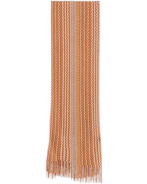 Missoni Zig-Zag Viscose Fringed Scarf - Natural