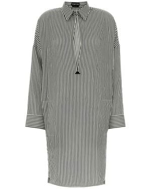 Tom Ford Striped Silk Midi Shirt Dress - Grey
