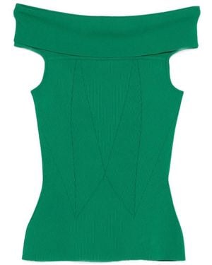 Givenchy Off The Shoulder Cotton Top - Green
