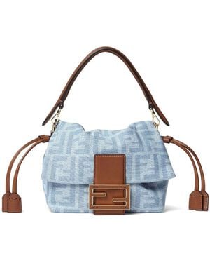 Fendi Mom Baguette Denim Ff/Vit.G - Blue