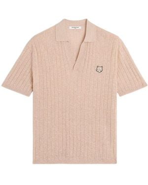 Maison Kitsuné Linen Cotton Short Sleeve Polo - Pink