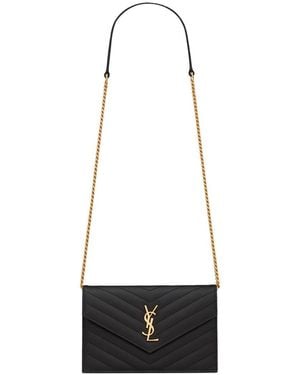 Saint Laurent Cassandre Envelope Chain Wallet - White