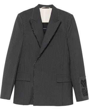 FEDERICO CINA Raw Cut Double-breasted Jacket - Black