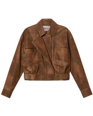 Isabel Marant Belma Jacket In Brown Faux Suede