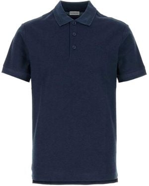 Burberry Eddie Cotton Polo Shirt With Ekd Embroidery - Blue