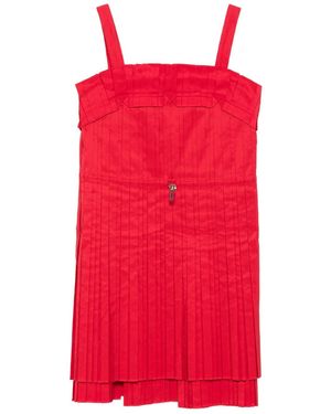 Fendi Pleated Mini Dress - Red
