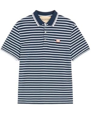 Valentino Garavani Cotton Piqué Polo With Vlogo Patch - Blue