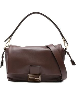 Fendi Mamma Baguette Medium Nappa Leather Bag - Brown