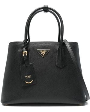 Prada Medium Double Saffiano Leather Bag - Black