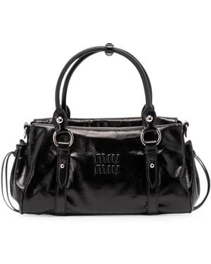 Miu Miu Shiny Leather Handbag - Black
