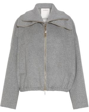 Sportmax Bomber In Pure Wool With Removable Bib - Gray