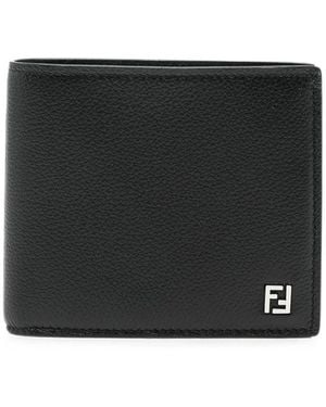 Fendi Ff Bi-Fold Grained Leather Wallet - Black