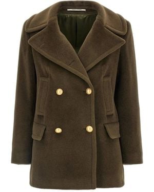 Tagliatore Double-Breasted Wool Short Coat - Green