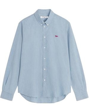Maison Kitsuné Profile Fox Regular Fit Chambray Shirt - Blue