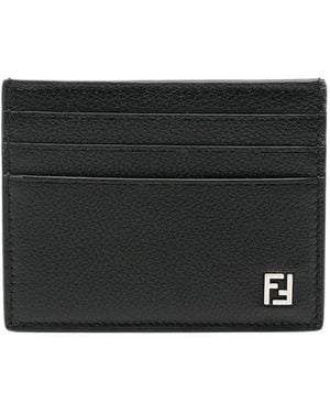 Fendi Ff Grain Leather Card Holder - Black