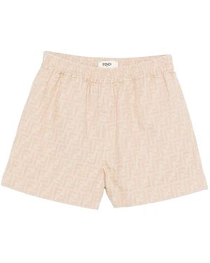 Fendi Ff Chambray Shorts - Natural