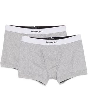 Tom Ford Set Of 2 Cotton Boxers With Logo Elastic - White