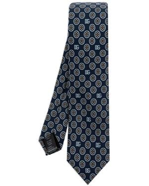 Dolce & Gabbana Floral-Jacquard Silk Tie - Blue