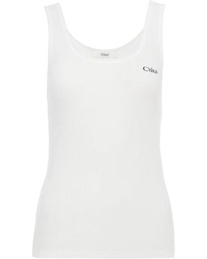 Chloé Logo Tank Top - White