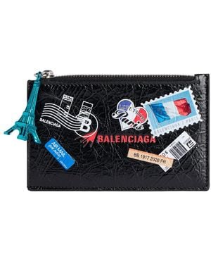 Balenciaga Men`s Cash Large Long Coin And Card Holder In Black/multico - Blue