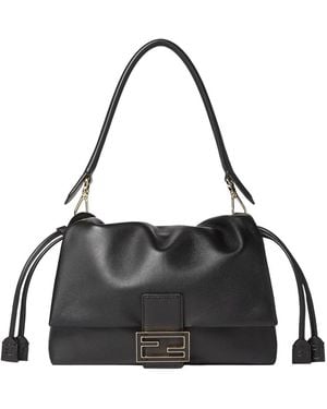 Fendi Mamma Baguette Medium Nappa Leather Bag - Black