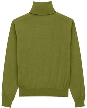 Saint Laurent Turtleneck Pullover In Cashmere, Wool And Silk - Green