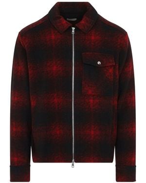Moncler Overshirt With Zip Check Pattern - Red