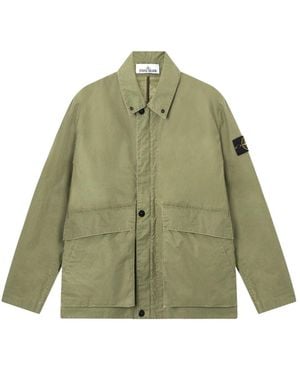 Stone Island Waxed Pigment Cotton Tela Coach Jacket - Green