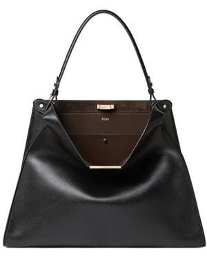 Fendi Way Large Leather And Suede Bag - Black