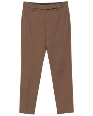 Brunello Cucinelli Cotton Pants With Tapered Leg - Brown