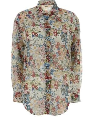 KHAITE Relaxed Fit Chiffon Goya Shirt - Gray