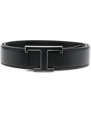 Tod's T Timeless Reversible Leather Belt - Black