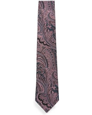 Dries Van Noten Printed Silk Tie - Purple