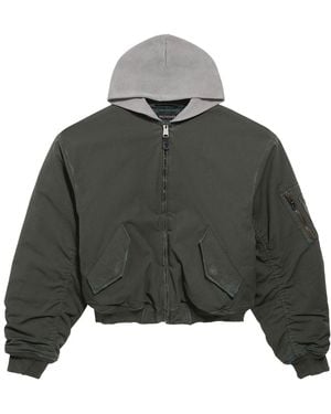 Balenciaga Hooded Standard Canvas Bomber Jacket - Grey