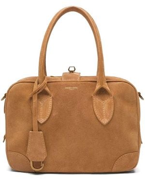 Golden Goose Vita Suede Bag With Gold Details - Brown
