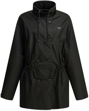Prada Double-breasted Raincoat - Black