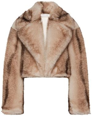 Sportmax Short Jacket In Furry Jersey - Brown