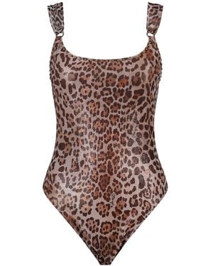 PIN UP Animal Print Swimsuit - Brown