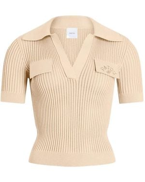 Patou Embroidered Knitted Cotton Polo Shirt - Natural