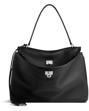 Balenciaga Rodeo Medium Grained Leather Handbag - Black