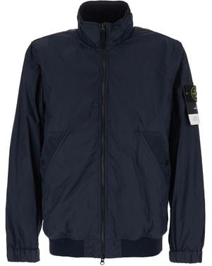 Stone Island Zip-Up Bomber Jacket - Blue