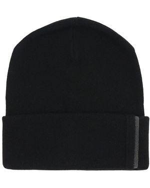 Brunello Cucinelli Ribbed Cashmere Beanie With Charm - Black