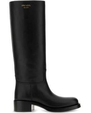Prada Leather High Boots - Black
