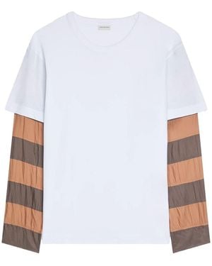 Dries Van Noten Loose Fit Contrast Striped Sleeves T-Shirt - White